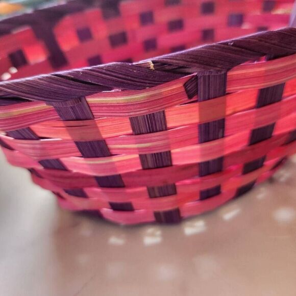 Megatoys braided woven multicolor baskets bundle of 3 thin wooden lightweight - Picture 3 of 6